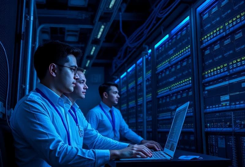 Technology professional working remotely on a laptop for cloud and endpoint support