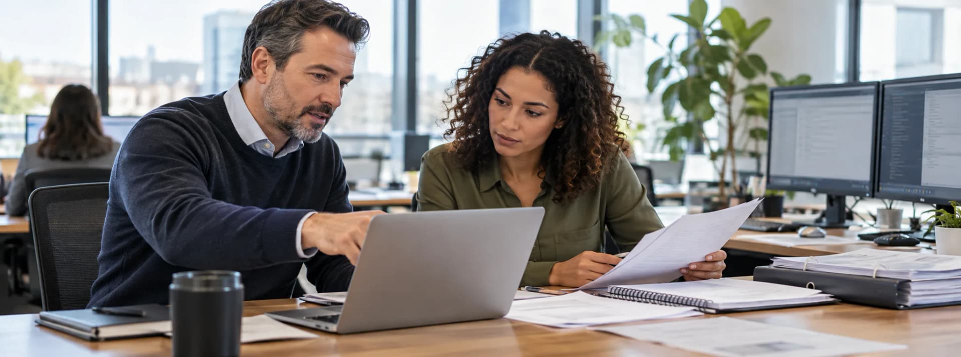 IT and risk leads reviewing technical evidence together